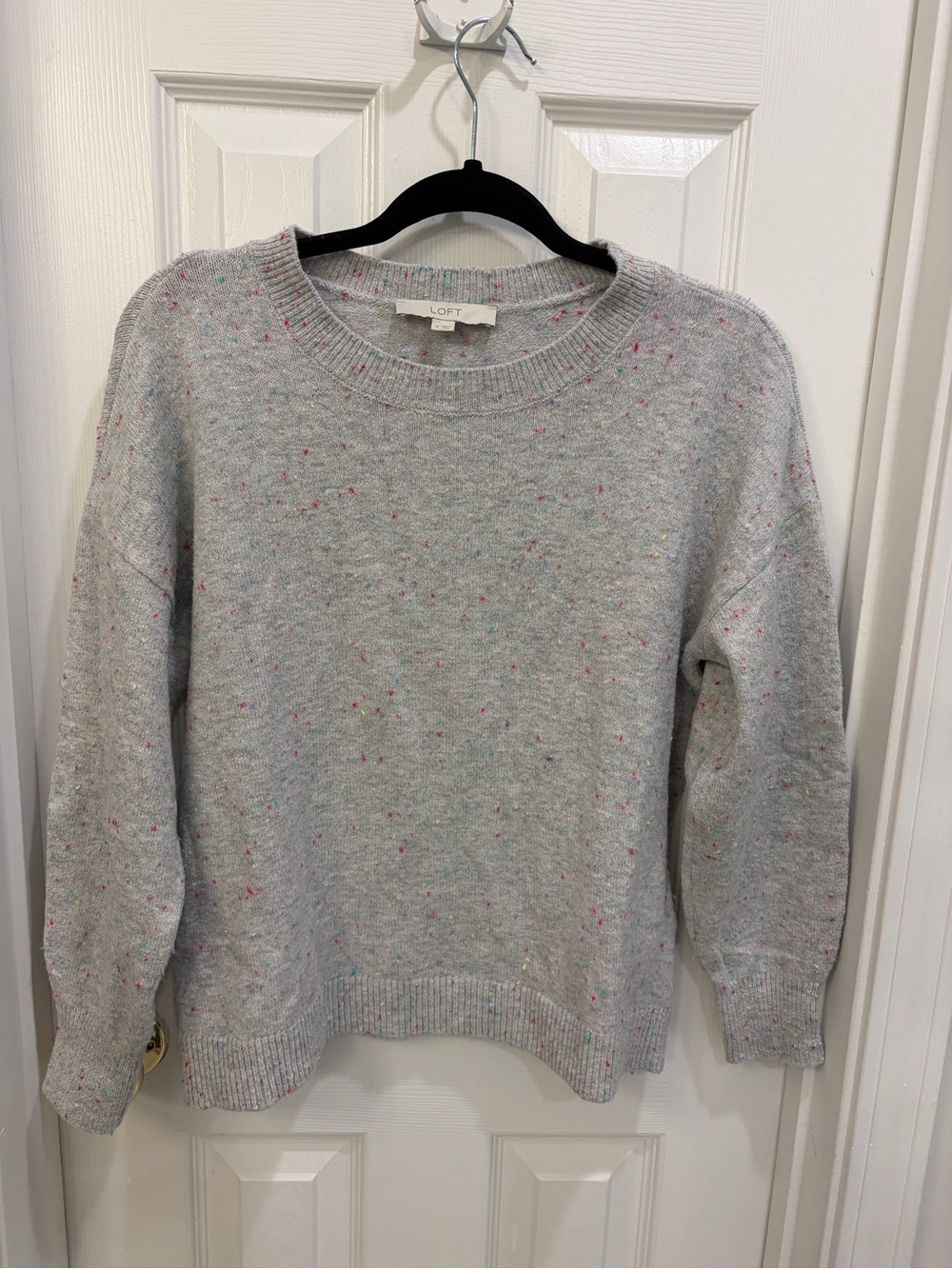 LOFT Light Heather Gray Speckled Crewneck Sweater